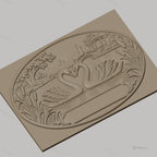 Fichier CNC & impression 3D cygnes sur lac, pont et pavillon, haute qualité relief STL