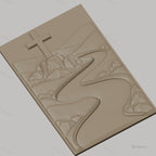 Fichier CNC & impression 3D chemin de rivière et croix sur rocher, paysage montagneux, haute qualité relief STL