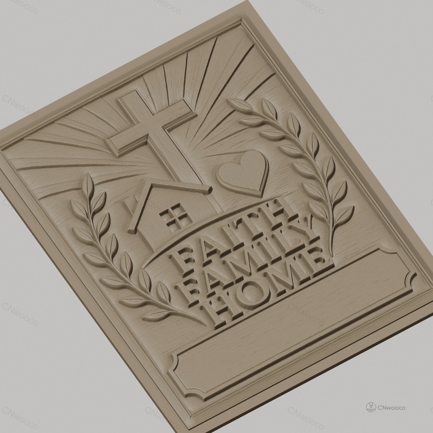 Fichier CNC & impression 3D foi, famille, maison avec croix et coeur, haute qualité relief STL