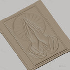 Fichier CNC & impression 3D mains en prière, halo religieux, haute qualité relief STL
