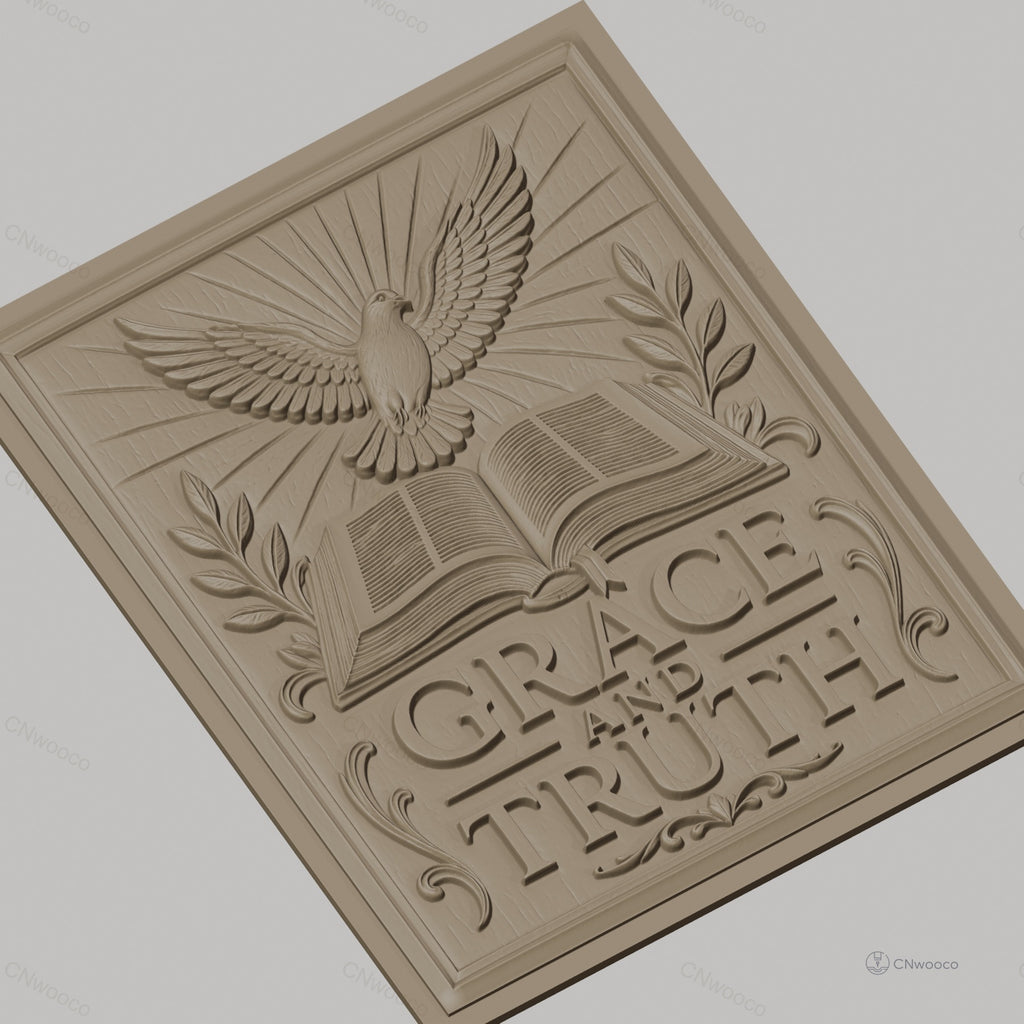 Fichier CNC & impression 3D symbole de paix, colombe, livre ouvert, grâce et vérité, haute qualité relief STL