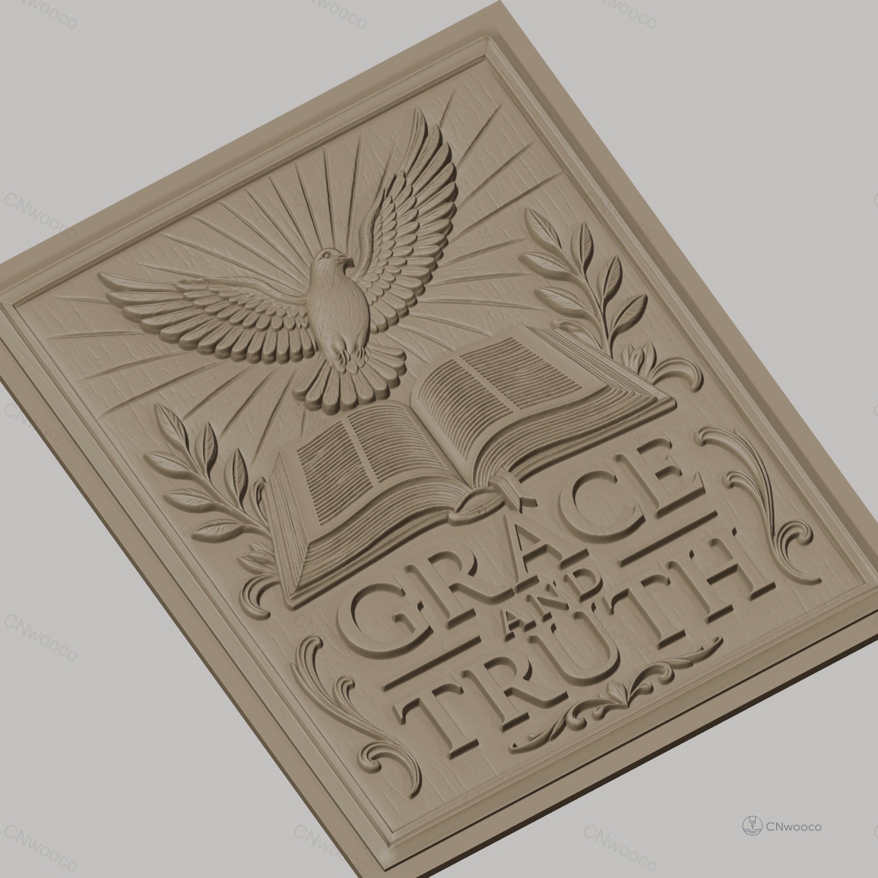 Fichier CNC & impression 3D symbole de paix, colombe, livre ouvert, grâce et vérité, haute qualité relief STL
