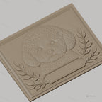 Fichier CNC & impression 3D chien caniche, relief avec feuilles décoratives, haute qualité relief STL