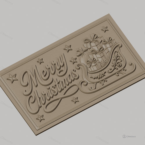 Fichier CNC & impression 3D Noël avec traîneau et cadeaux, étoiles décoratives, haute qualité relief STL
