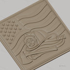Fichier CNC & impression 3D drapeau américain, casque pompier, hache et tuyau, haute qualité relief STL