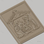 Fichier CNC & impression 3D crèche de Noël, Sainte Famille avec âne et bœuf, haute qualité relief STL