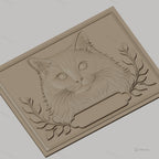 Fichier CNC & impression 3D chat avec feuilles décoratives, haute qualité relief STL