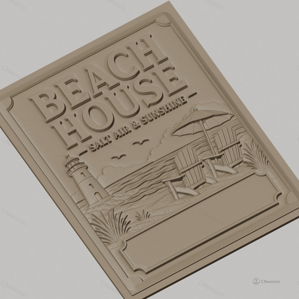 Fichier CNC & impression 3D plage, phare, chaises Adirondack, parasol, haute qualité relief STL