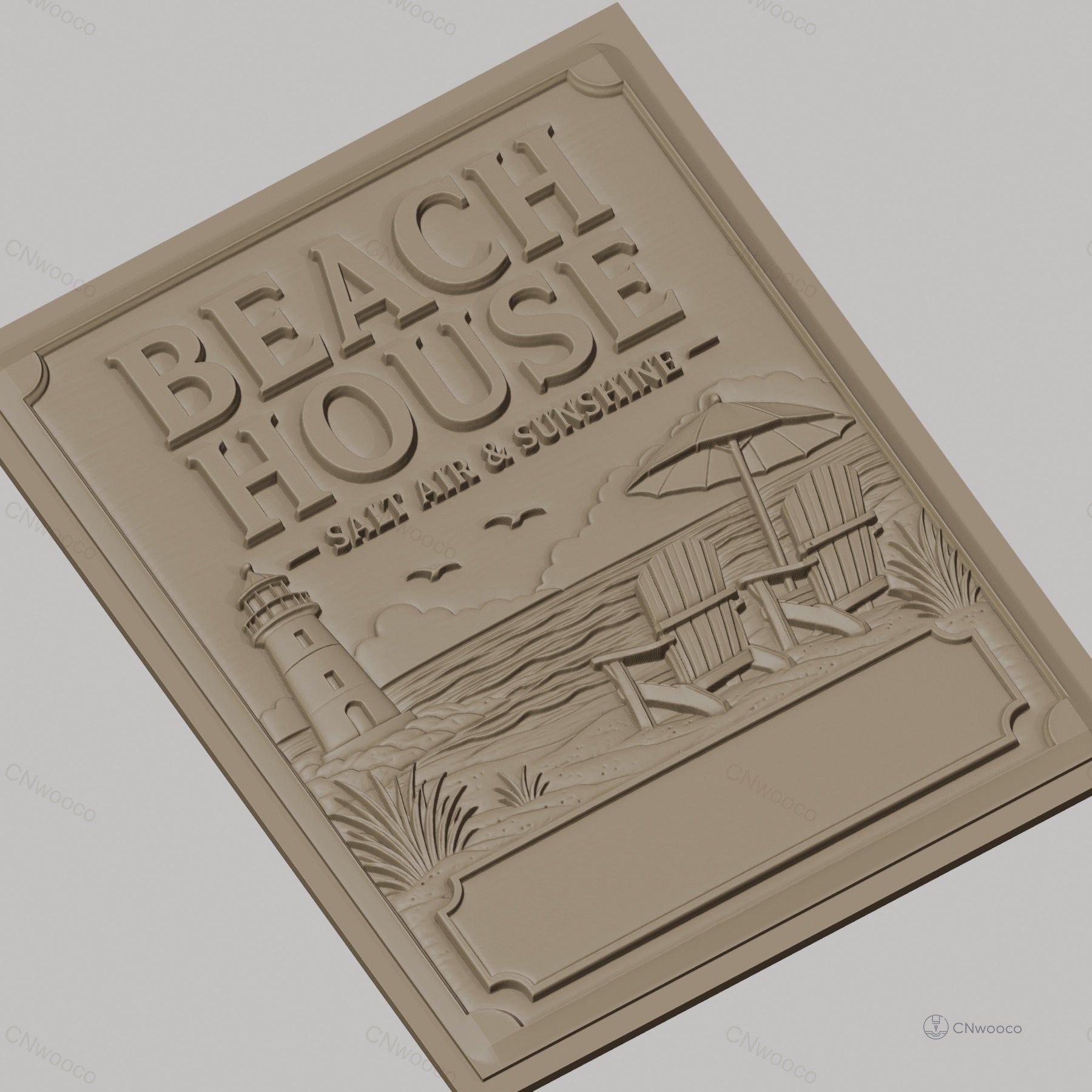 Fichier CNC & impression 3D plage, phare, chaises Adirondack, parasol, haute qualité relief STL
