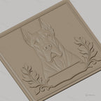 Fichier CNC & impression 3D chien dogue allemand portrait relief feuilles haute qualité relief STL