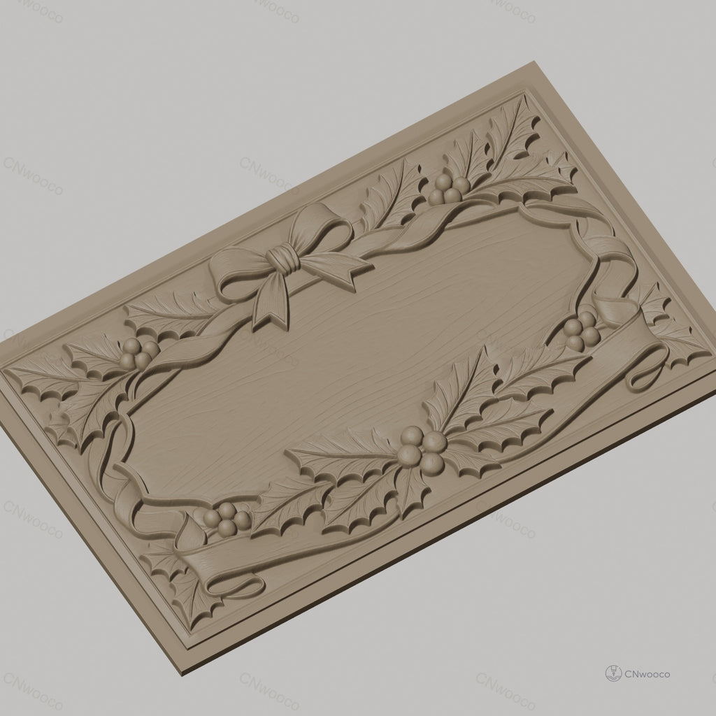 Fichier CNC & impression 3D Noël gui et ruban, cadre relief décoratif, haute qualité relief STL