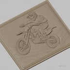 Fichier CNC & impression 3D motocross, pilote en action sur moto tout-terrain haute qualité relief STL