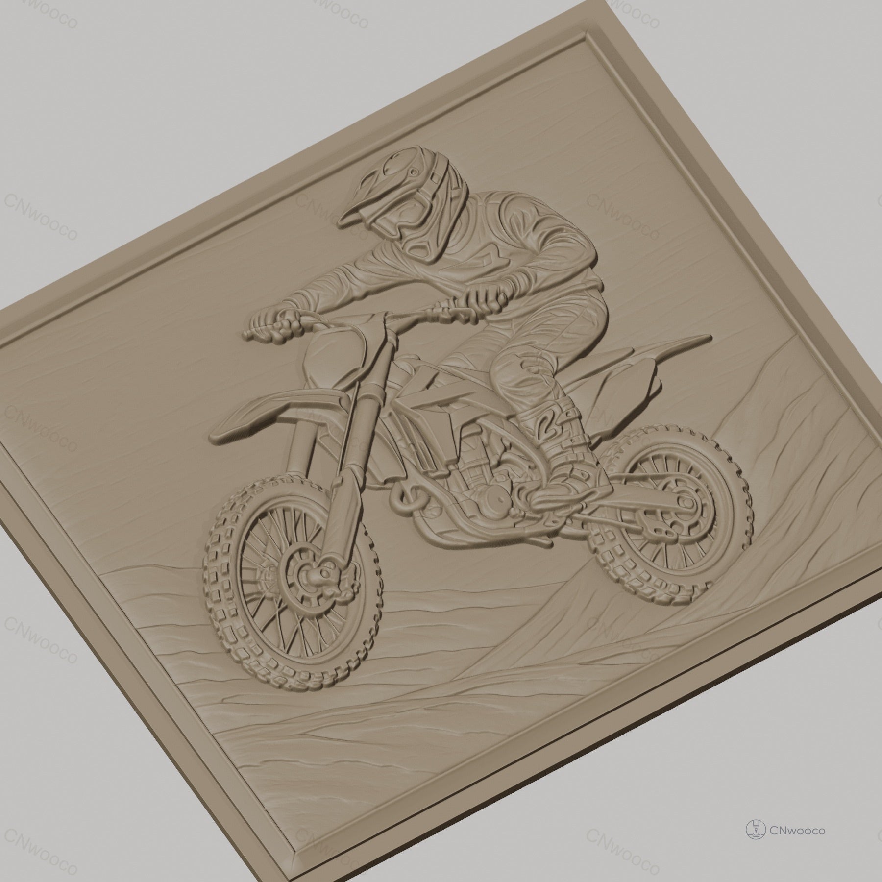Fichier CNC & impression 3D motocross, pilote en action sur moto tout-terrain haute qualité relief STL