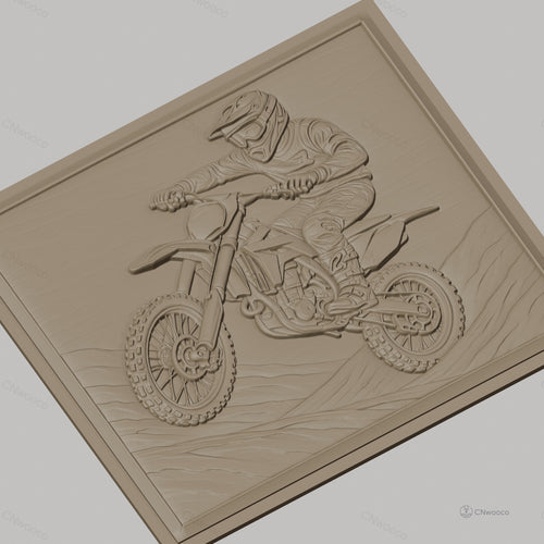 Fichier CNC & impression 3D motocross, pilote en action sur moto tout-terrain haute qualité relief STL