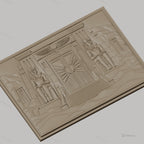 Fichier CNC & impression 3D temple égyptien, statues de pharaon, porte ornée, haute qualité relief STL