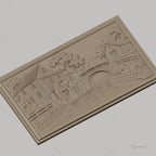 Fichier CNC & impression 3D moulin à eau, pont en pierre et rivière, haute qualité relief STL