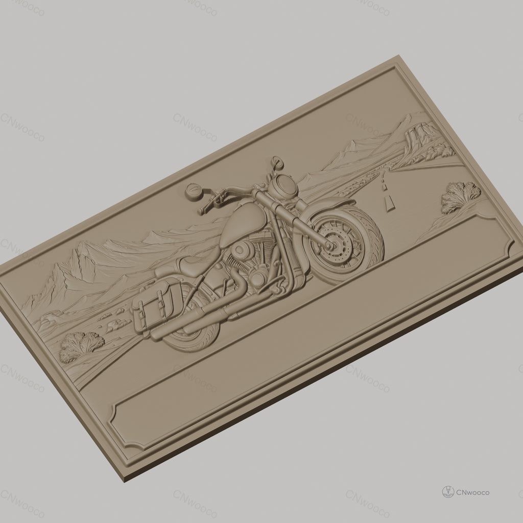 Fichier CNC & impression 3D moto cruiser, route désert montagne paysage, haute qualité relief STL
