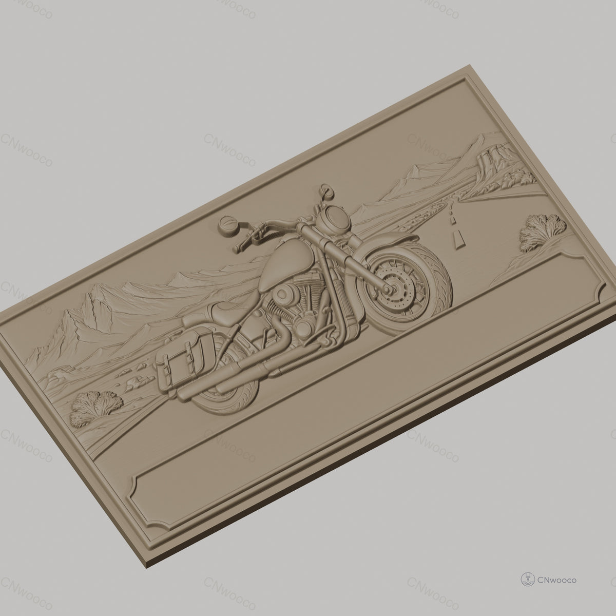 Fichier CNC & impression 3D moto cruiser, route désert montagne paysage, haute qualité relief STL
