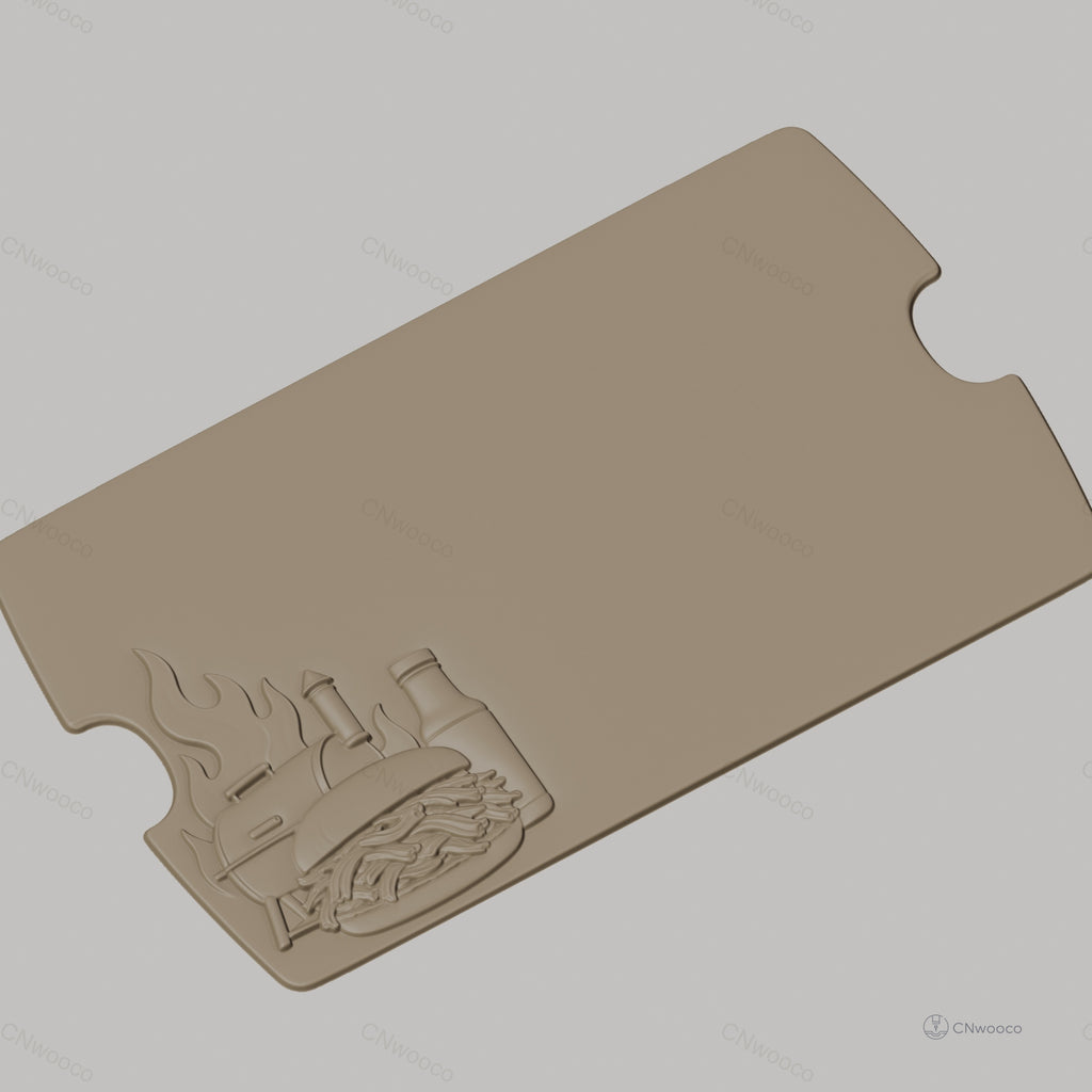 Fichier CNC barbecue hamburger flamme bouteille bas-relief pour sculpture sur bois, STL