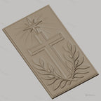 Fichier CNC & impression 3D Croix chrétienne, étoile et branches d'olivier, haute qualité relief STL