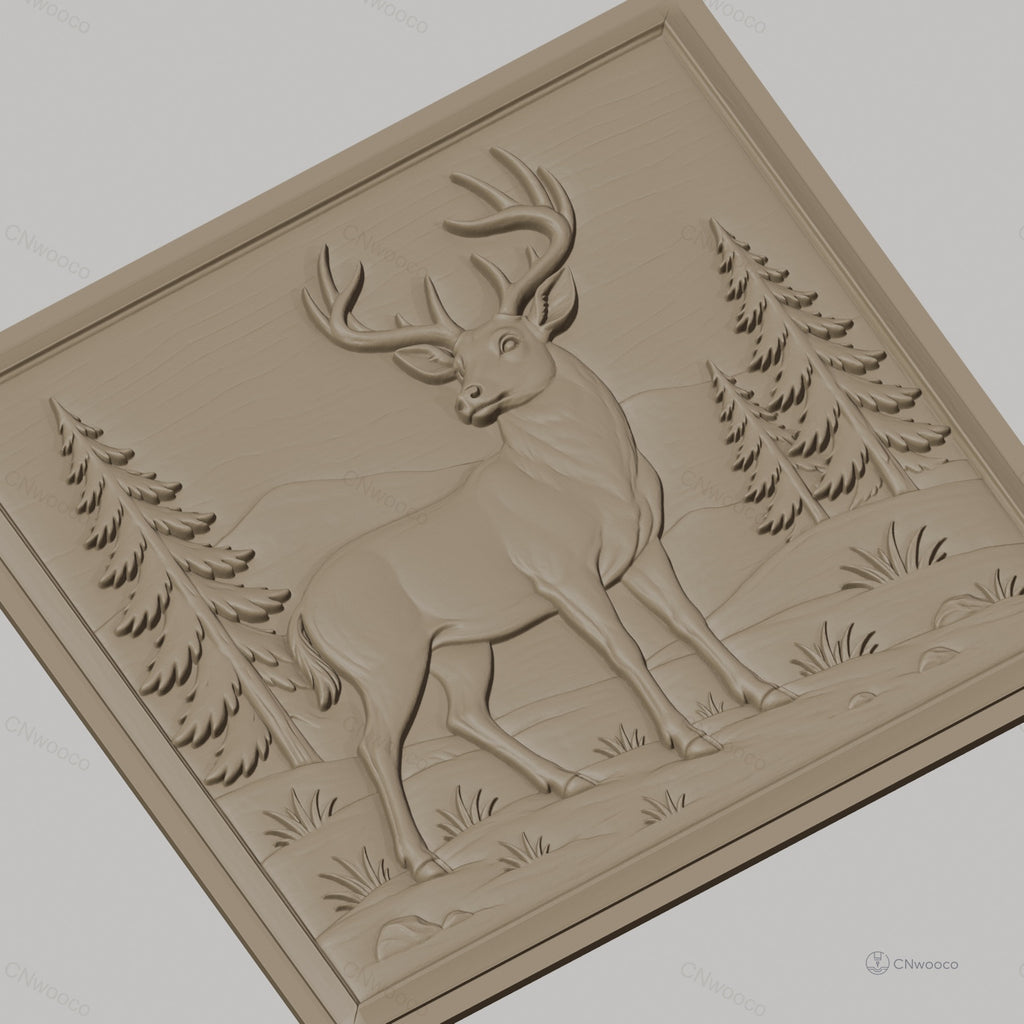 Fichier CNC & impression 3D cerf majestueux forêt montagne haute qualité relief STL