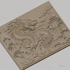 Fichier CNC & impression 3D dragon chinois, montagnes, temple, nuages, haute qualité relief STL