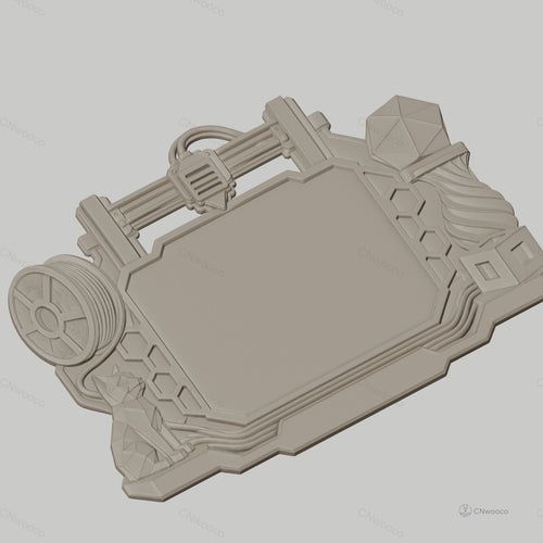 Fichier CNC & impression 3D cadre décoratif avec chat et figures géométriques, STL très haute qualité