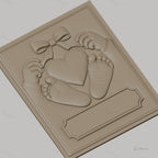 Fichier CNC & impression 3D bébé, mains, pieds et cœur avec ruban, haute qualité relief STL