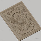 Fichier CNC & impression 3D aigle emblème, bouclier étoiles et feuilles, haute qualité relief STL