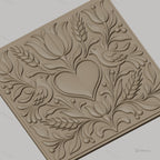 Fichier CNC & impression 3D relief coeur, oiseaux, fleurs et épis de blé, haute qualité relief STL