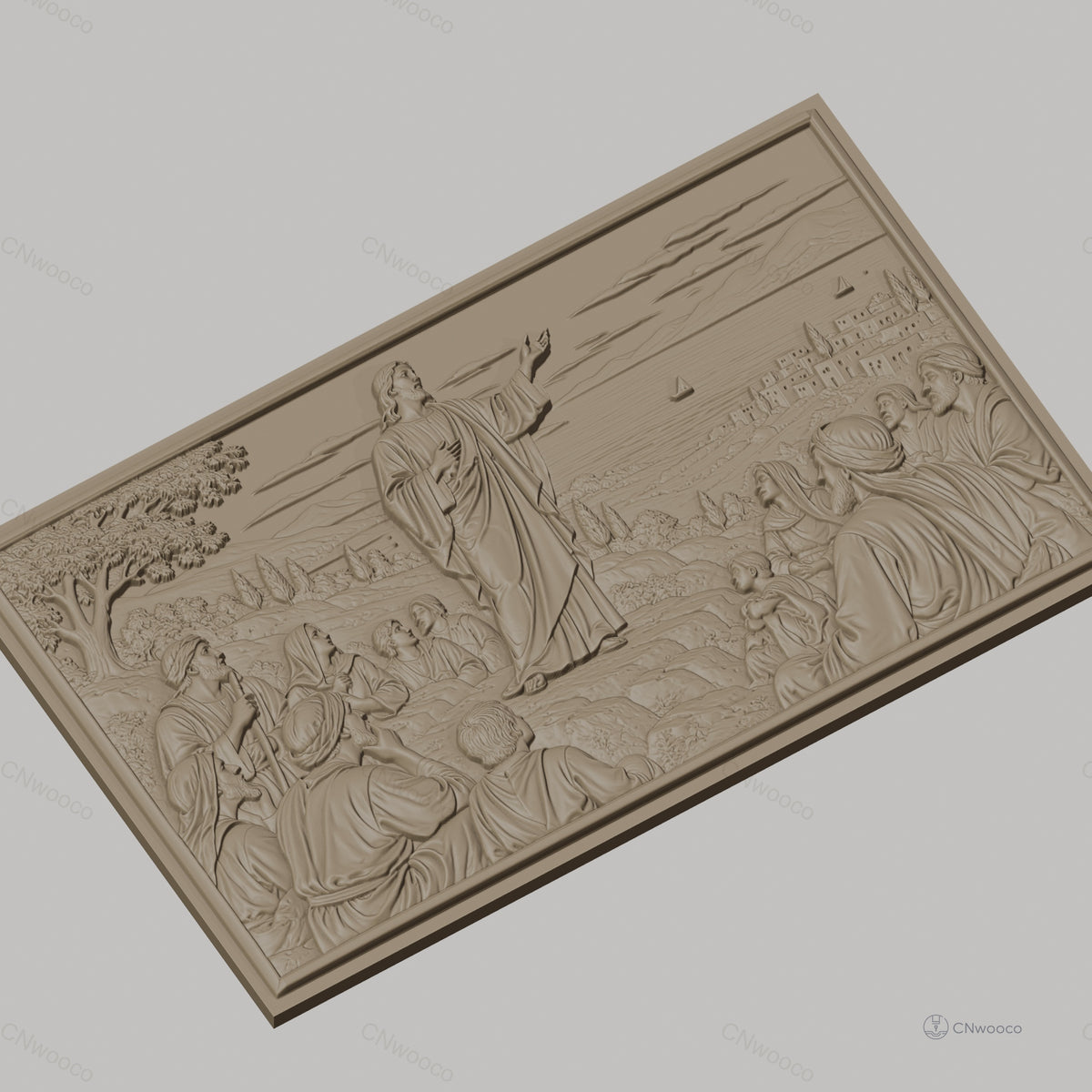 Fichier CNC & impression 3D Jésus prêchant aux disciples, scène religieuse, haute qualité relief STL