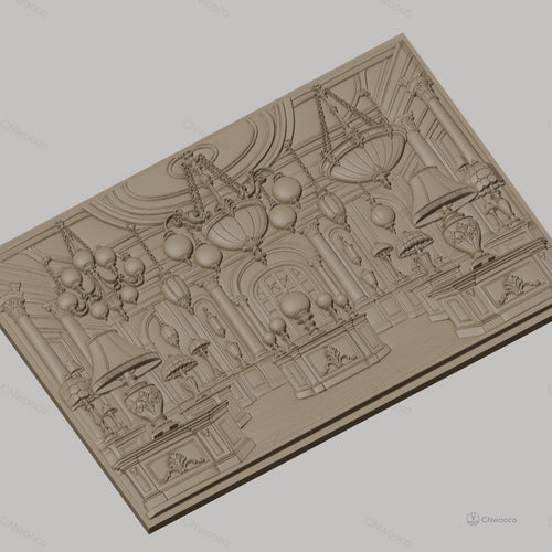 Fichier CNC & impression 3D décor intérieur classique, lampes et lustres, haute qualité relief STL
