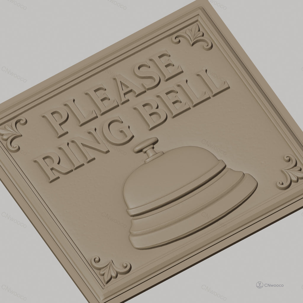 Fichier CNC & impression 3D plaque Please Ring Bell, sonnette et ornements art déco, haute qualité relief STL