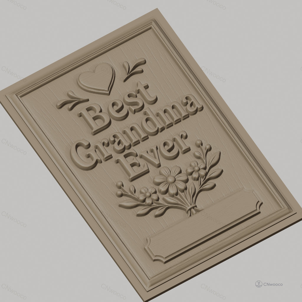 Fichier CNC & impression 3D meilleure grand-mère, fleurs et cœur en relief, haute qualité relief STL