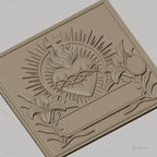 Fichier CNC & impression 3D coeur sacré couronne d'épines fleurs haute qualité relief STL