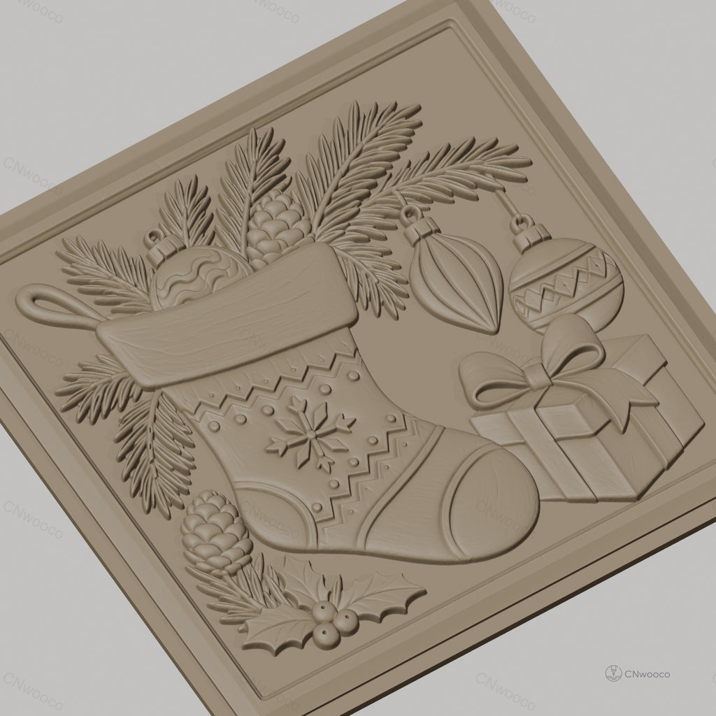 Fichier CNC & impression 3D Noël, chaussette de Noël, décorations, cadeau, haute qualité relief STL