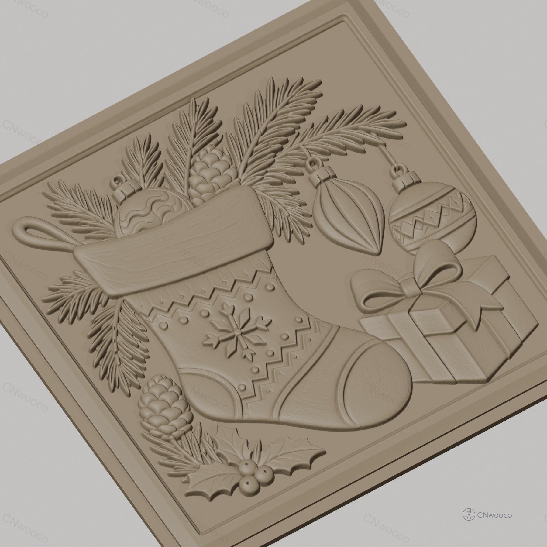 Fichier CNC & impression 3D Noël, chaussette de Noël, décorations, cadeau, haute qualité relief STL