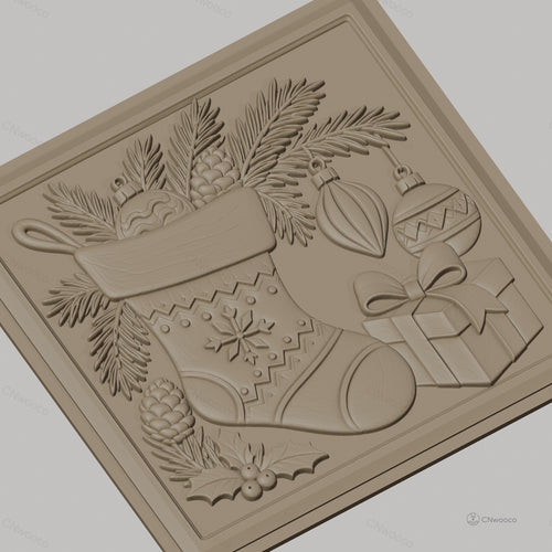 Fichier CNC & impression 3D Noël, chaussette de Noël, décorations, cadeau, haute qualité relief STL