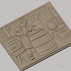 Fichier CNC & impression 3D tonnelier en action, barils en bois et atelier de fabrication, haute qualité relief STL