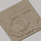 Fichier CNC & impression 3D fleur et croix chrétienne, relief délicat haute qualité relief STL
