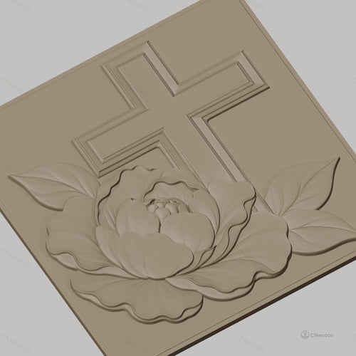 Fichier CNC & impression 3D fleur et croix chrétienne, relief délicat haute qualité relief STL