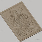 Fichier CNC & impression 3D samouraï en armure, katana et vagues, haute qualité relief STL