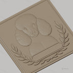 Fichier CNC & impression 3D chien caniche avec feuilles décoratives, haute qualité relief STL