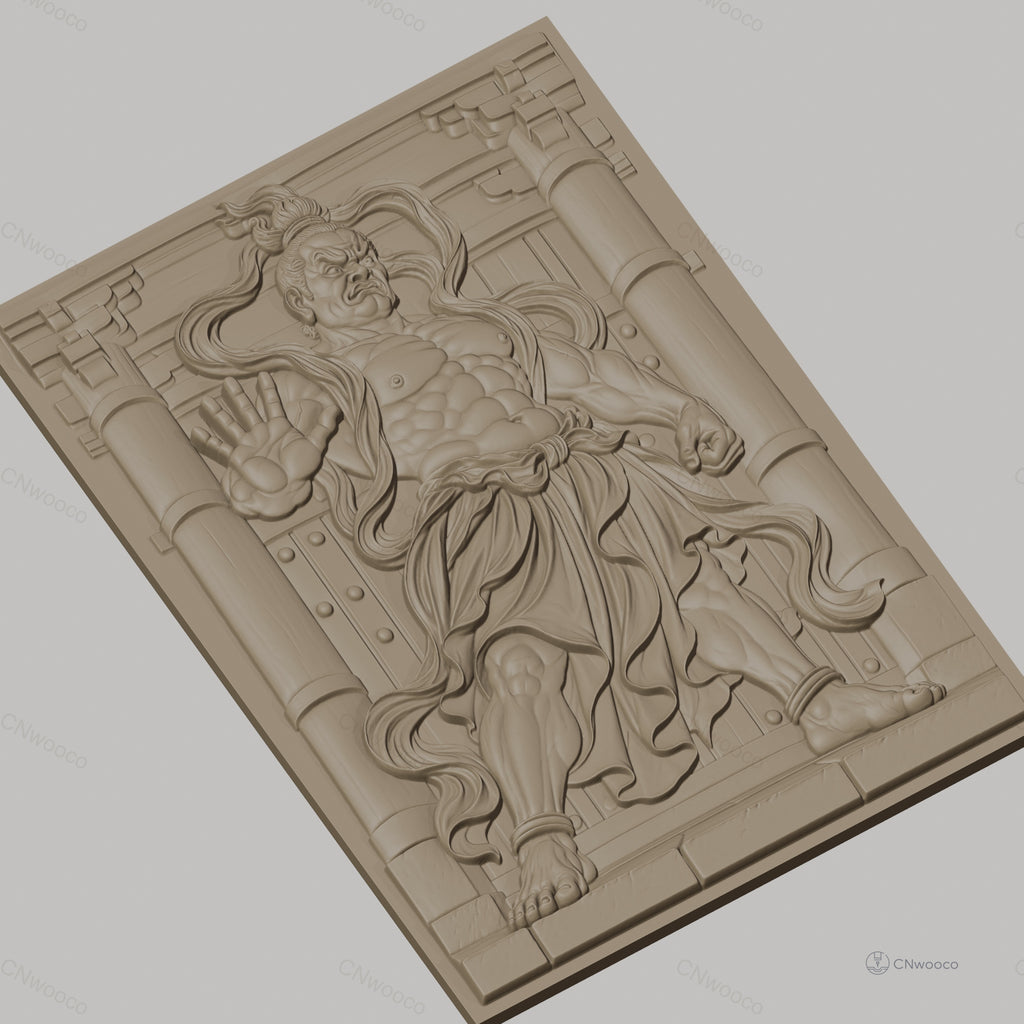 Fichier CNC & impression 3D guerrier japonais, architecture traditionnelle, muscles détaillés, haute qualité relief STL