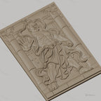 Fichier CNC & impression 3D guerrier japonais, architecture traditionnelle, muscles détaillés, haute qualité relief STL
