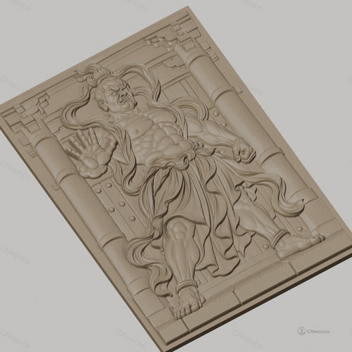 Fichier CNC & impression 3D guerrier japonais, architecture traditionnelle, muscles détaillés, haute qualité relief STL
