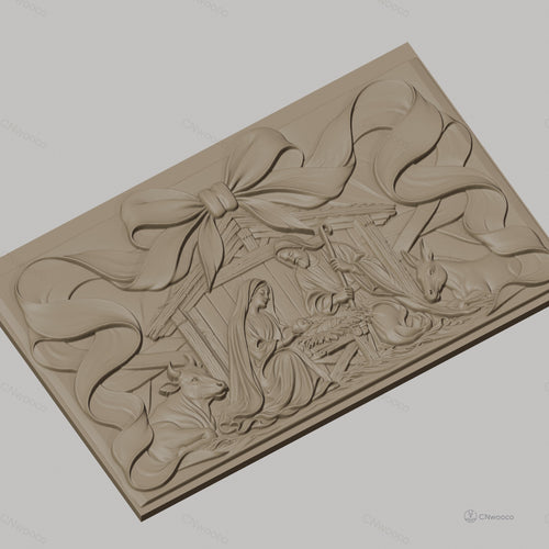 Fichier CNC & impression 3D scène de la nativité avec crèche, Marie, Joseph, Jésus, animaux, haute qualité relief STL