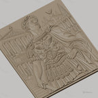 Fichier CNC & impression 3D empereur romain, détails armure et architecture antique, haute qualité relief STL