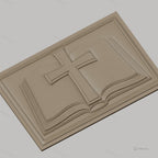 Fichier CNC & impression 3D bible ouverte avec croix religion, haute qualité relief STL