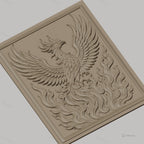 Fichier CNC & impression 3D phénix, oiseau mythique en flammes, haute qualité relief STL